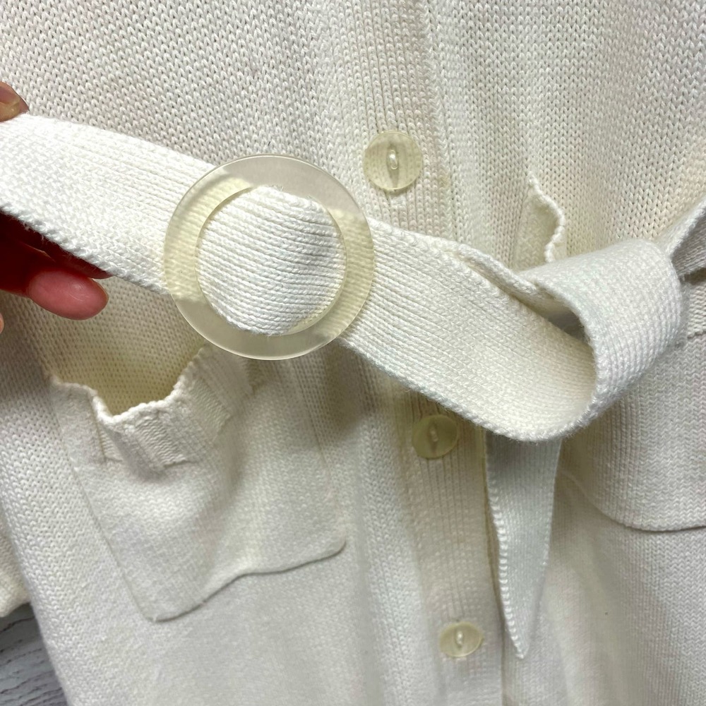 Express white button front shirt dress style Long line sweater cardigan size S - Picture 3 of 11